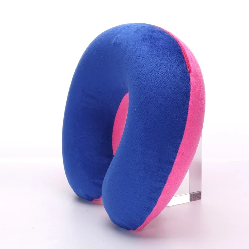 Travel Office Headrest U-shaped Inflatable Short Plush Cover + PVC Inflatable Pillow Pillow Support Cushion Neck Pillow 9 Colors 3