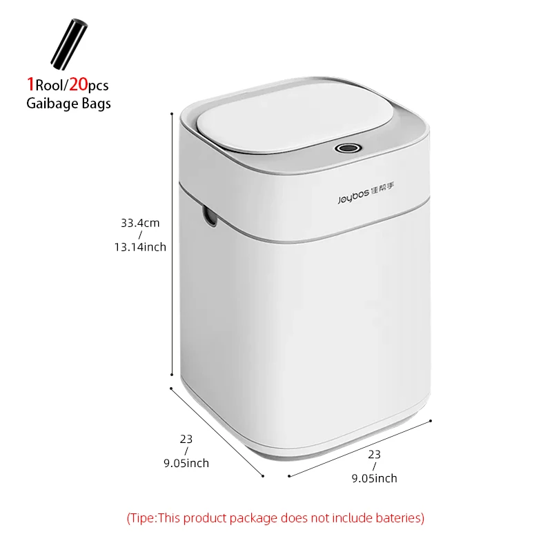 JOYBOS Cubo de basura para baño con tapa, cubo de basura automático de 3.8  galones, delgado e inteligente, pequeño, cubo de basura con sensor de