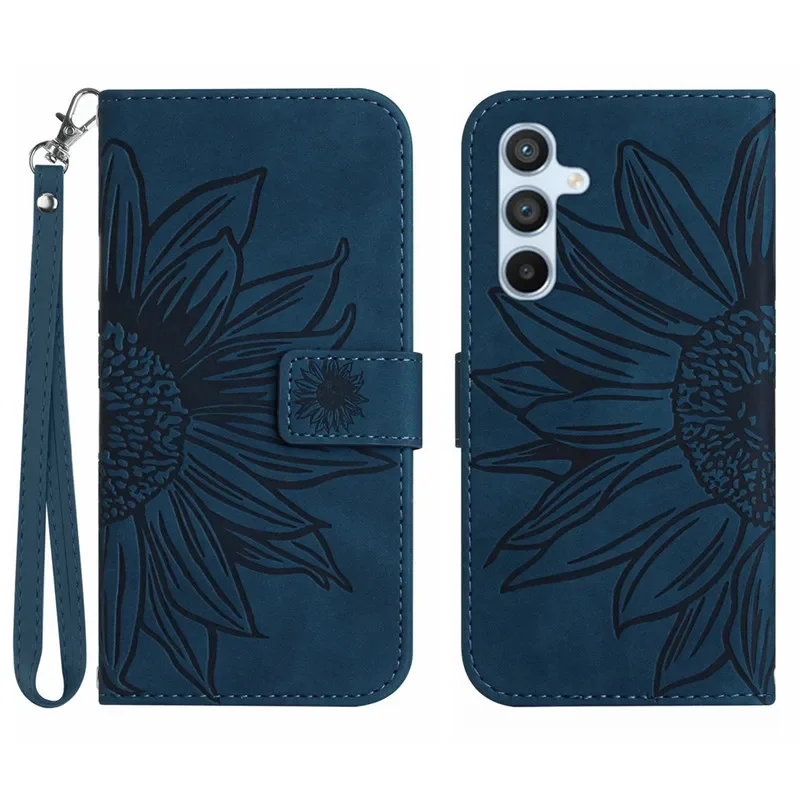 Sunflower Flip Cover Leather Phone Case with Pattern Design