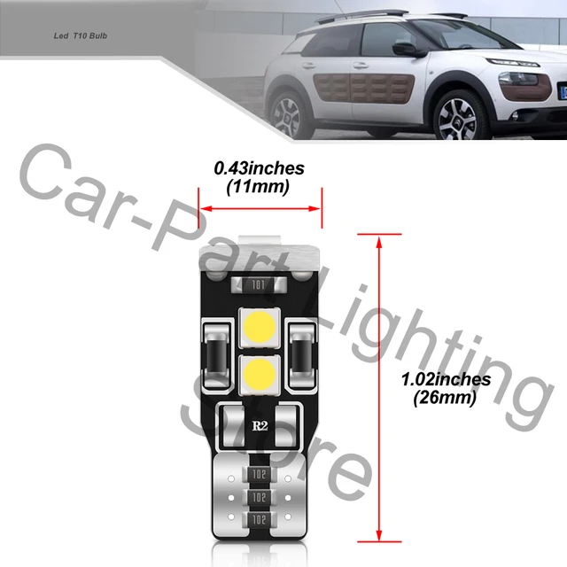 Ampoule LED de plaque de planificateur de voiture, feu arrière automatique, feu  arrière, pas courageux, Citroattrayant N C4, Cantum URA, 2014-2022, W5W,  T10, 2 pièces - AliExpress