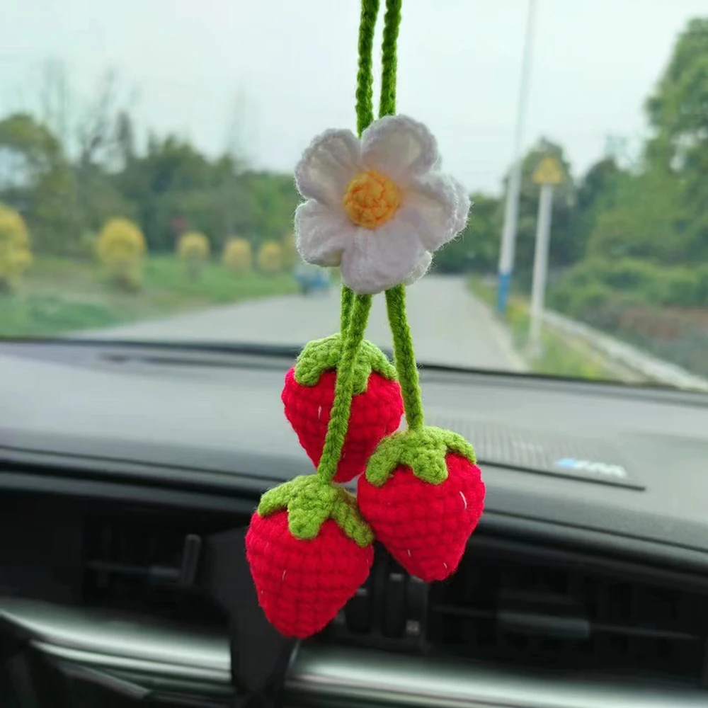 2 Pcs Nette Erdbeere Auto Spiegel Hängen Ornament Innen Zubehör Decor Auto  Rück Charms Rosa Dekorationen - AliExpress