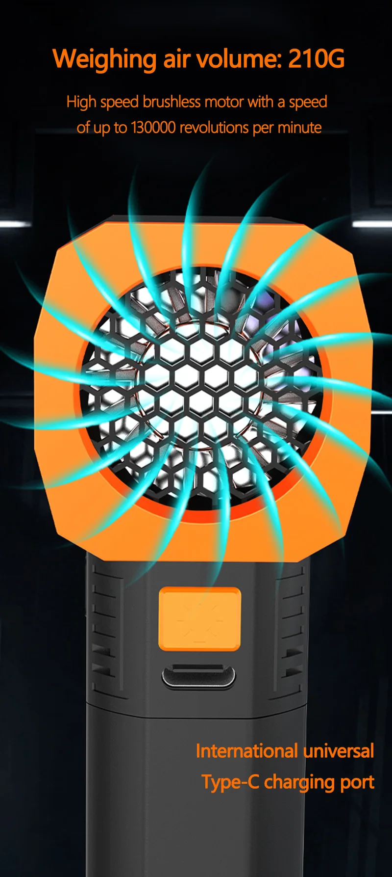 New High-Speed Brushless Hair Dryer with 130,000 RPM Turbo Fan Multipurpose Portable Handheld High-Speed Brushless Powerful Blow