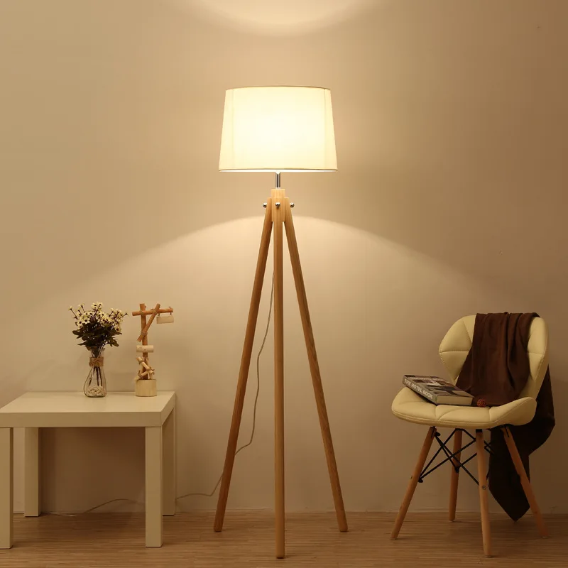 

Modern Japanese Simple Wood Fabric Nordic Living Bedroom Hotel Apartment Sofa Side Reading Room Decoration Floor Lamp
