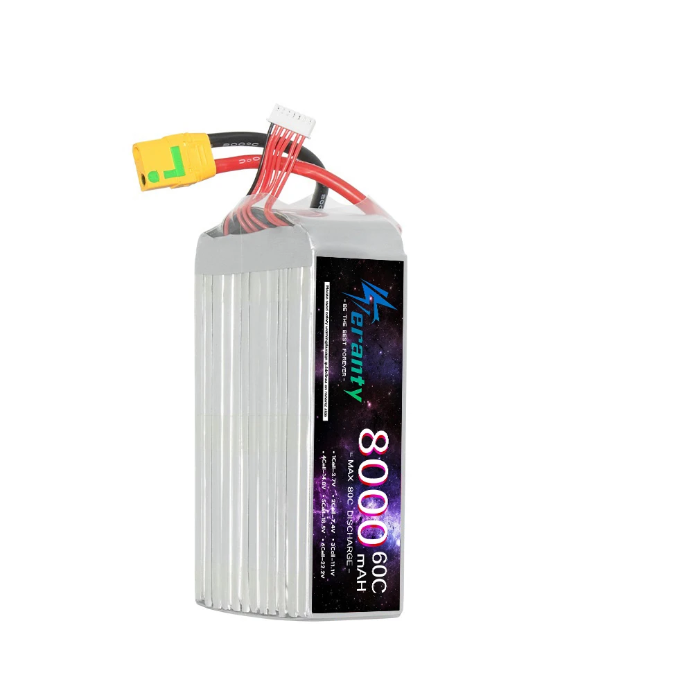 Batterie LiPo 6S 22,2V 5000mAh 50C RC avec connecteur XT60/XT90/EC5/EC8/T