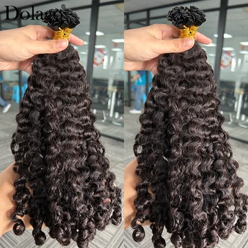 K Tips Hair Extensions For Women Burmese Curly Hair Bundles Human Hair Natural Black Flat Tips Extensions Vietnamese Bulk Hair 1