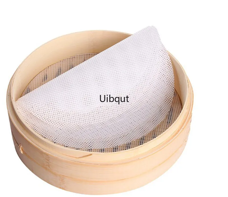 Description Picture 2 of itemwhite Round Dumplings bamboo steamer Mat paper Silicone Non Stick Pads Buns Baking Pastry Dim Sum Mesh mat Cooking Accessories