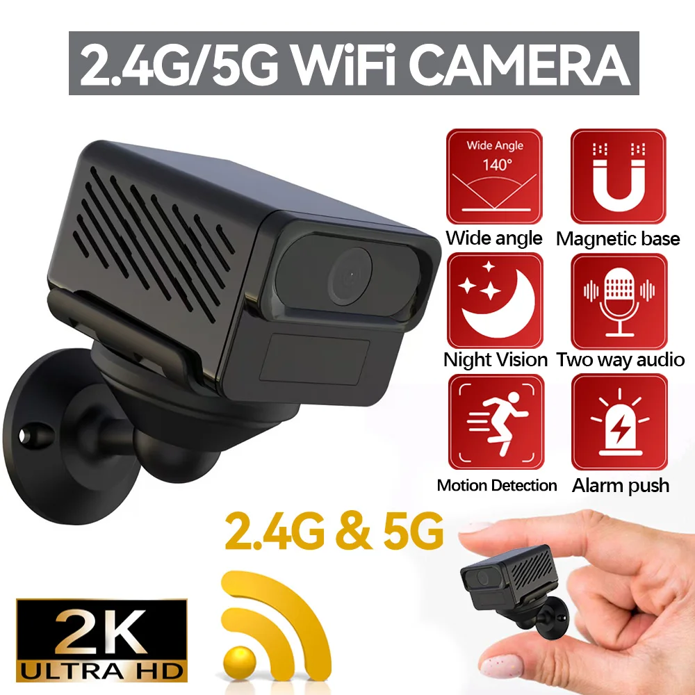 Tuya 2K Wifi Surveillance Camera 2.4G&5G Security Camera Built-in Battery PIR Motion Detection Night Vision Two Way Audio IP Cam 1