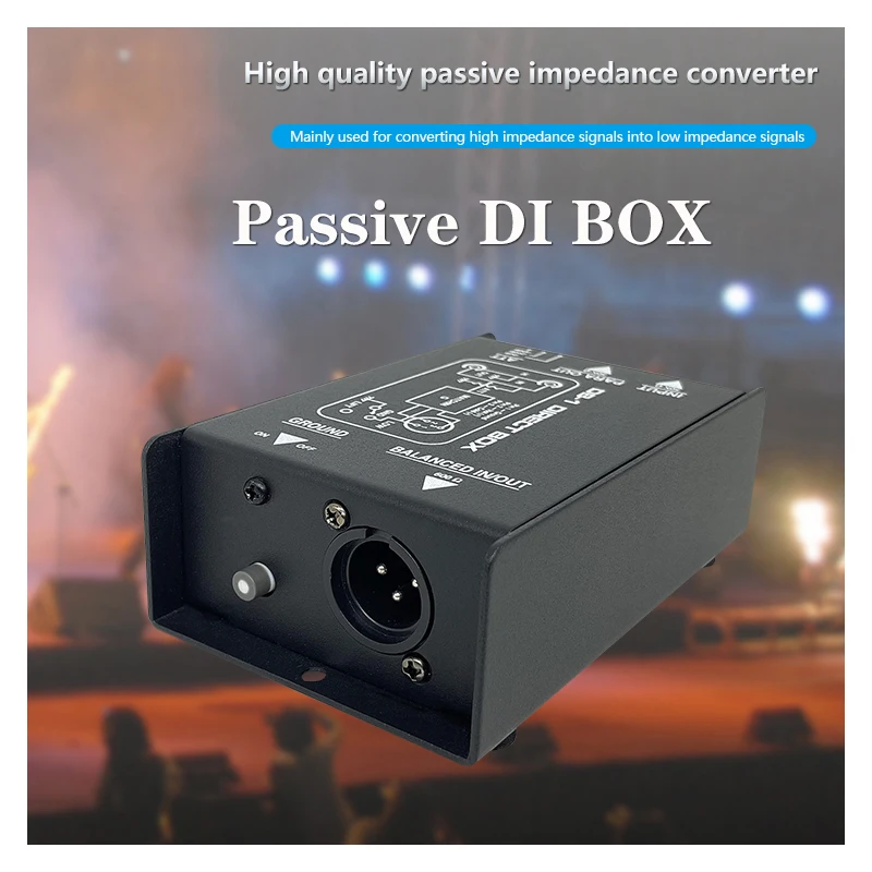 Professional stereo DI box/splitter XLR, single channel audio system direct connection box, subwoofer, speakers, guitar, bass