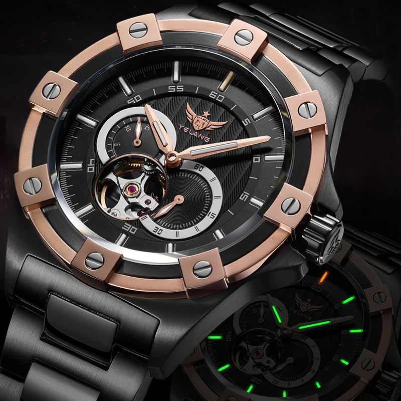 Yelang V1024 Men Brand Watches 44mm Japan miyota 82S7 Automatic Mechanical movement Luminous Men 100m Waterproof Watch business mechanical watch business watch link