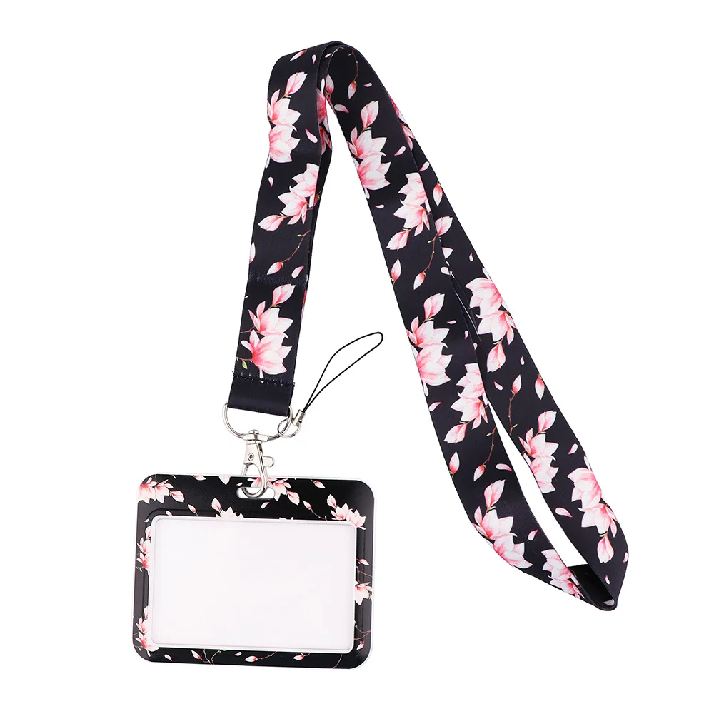 Rosa multiflora romantic mobile phone lanyard card set campus meal card bus access work permit anti-loss pendant