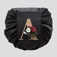 Women Drawstring Cosmetic Bag Organizer Travel Toiletry Storage Shoulder Bag MakeUp Pouch Large Capacity Beauty Case Gold Series 2