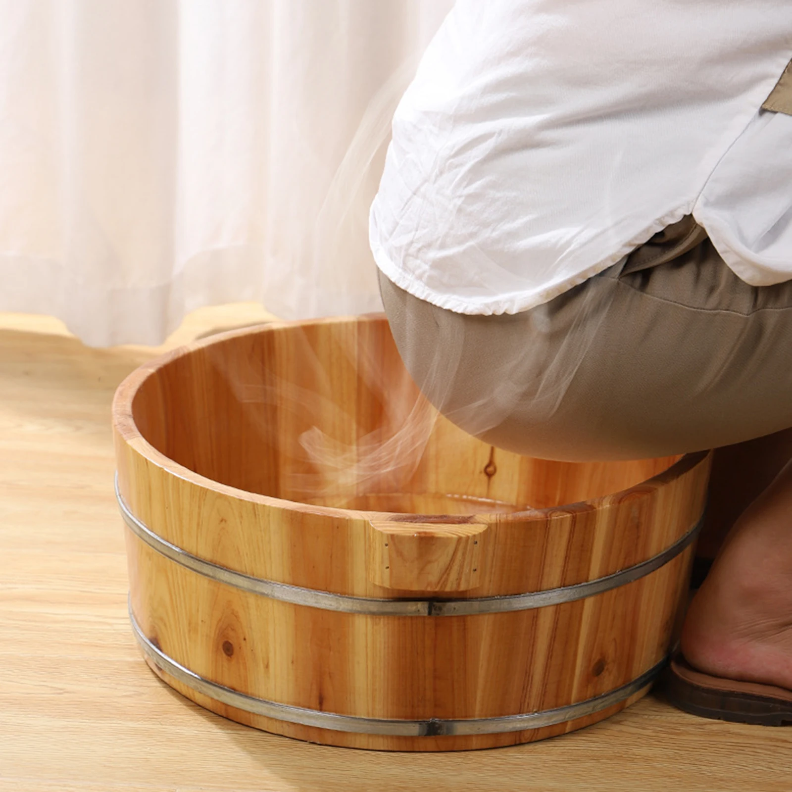 Wood Footbath Basin Foot Soaking Bath Basin Foot Bath Bucket Footbathing Home Supplie Sooth Surface Soaking Tub