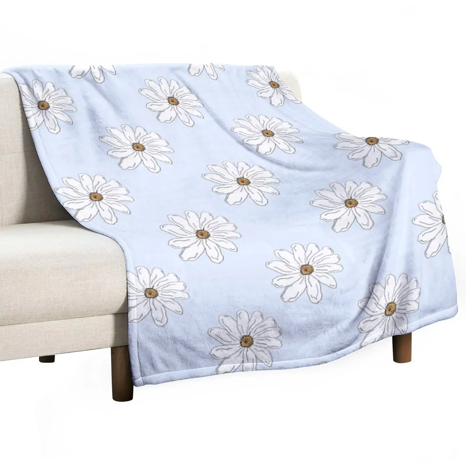 

white daisy Throw Blanket Travel Blanket Bed linens