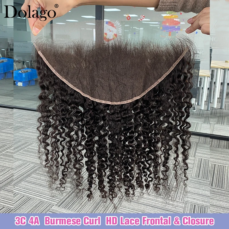 13x6 HD Lace Frontal Closure 3C 4A Burmese Curly Human Hair 2x6 4x4 5x5 6x6 Lace Closure Frontal Only 13x4