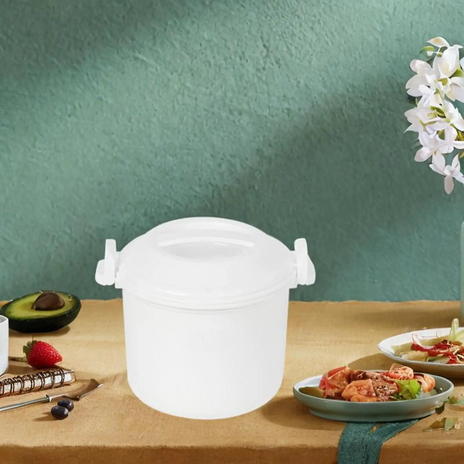 Rice Cooker,Microwave Rice Maker,Microwave Tools,Cookware,Nonstick 2L Microwave Steamer Cooker,Pasta Cooker for Oatmeal Ramen 4