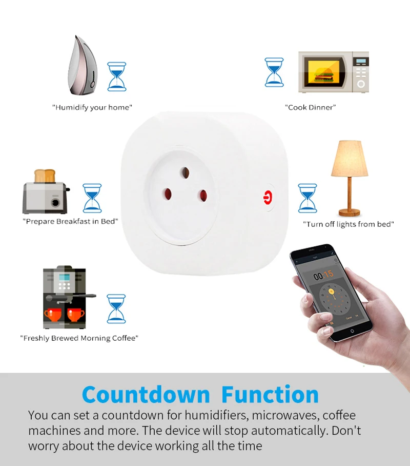 Smart plug Smart plug outlet 16A Israel Smart Wifi Power Plug Smart Wifi Wireless Socket Outlet Work with Alexa Google Home Assistant Tuya SmartLife APP