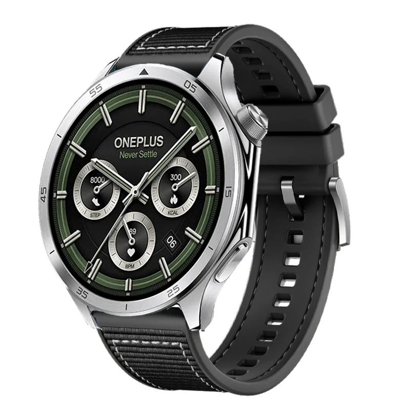 Durable Nylon+Silicone Sport Strap, 22mm Adjustable Bracelet