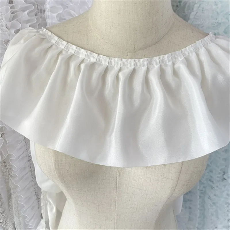 14CM 와이드 화이트 블랙 새틴 3D Pleated 레이스 Fabirc 바느질 프릴 리본 프릴 드레스 Hemlines 커튼 바느질 드리 워진 장식