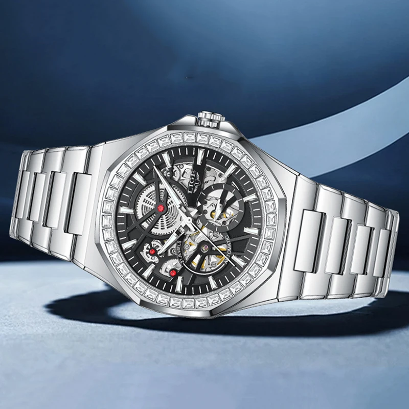 2026 LIGE New Men Watch Fashion Skeleton Waterproof Luminous Watch Men Outdoor Sports Automatic Mechanical Wrist Watches for Men