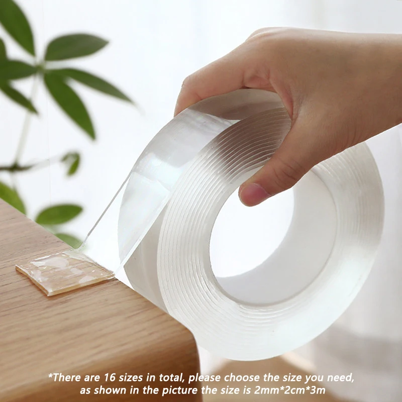 Double Sided Adhesive Tape Heavy Duty, Transparent, Removable, Mounting Tape, Grip, Strong Sticky, Wall Tape, Transparent Stripe, Paste Items, Office, Two Sided, Household, (2mm*30mm*6.6 FT