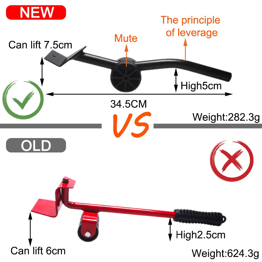 150kg Furniture Moving Transport Roller Set Removal Lifting Moving Tool Set Wheel Bar Mover moving Heavy Stuffs Device Hand Tool furniture sliders
