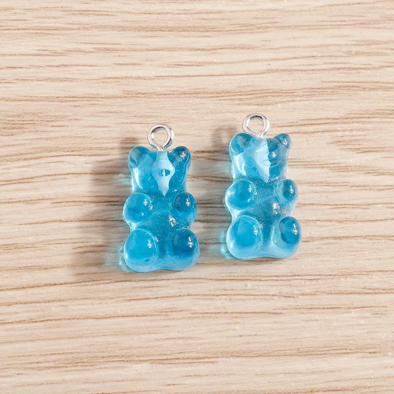 Tusember 10 Stück süße glänzende bunte Harz Gummibärchen Charms Anhänger für Schmuck Halskette DIY Armband Ohrringe Zubehör Handwerk – Detail 18