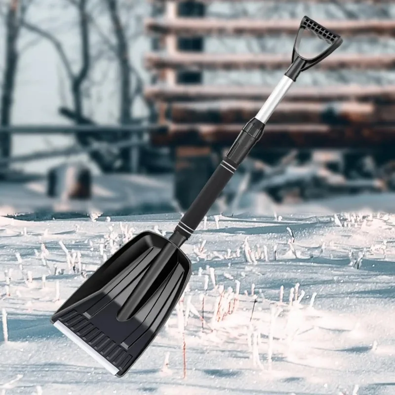 Snow Shovel Multifunctional with Ergonomic Handle Aluminium Alloy PP Portable