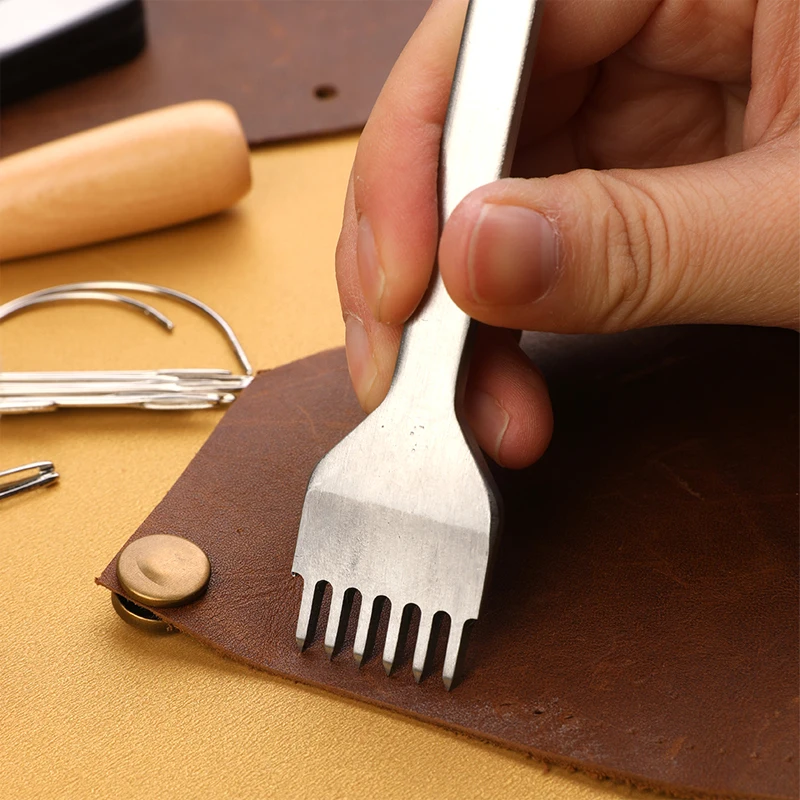 Leather Craft Tool Kit Professional Hand Sewing Stitching Hole Punching Carving Knife Accessories