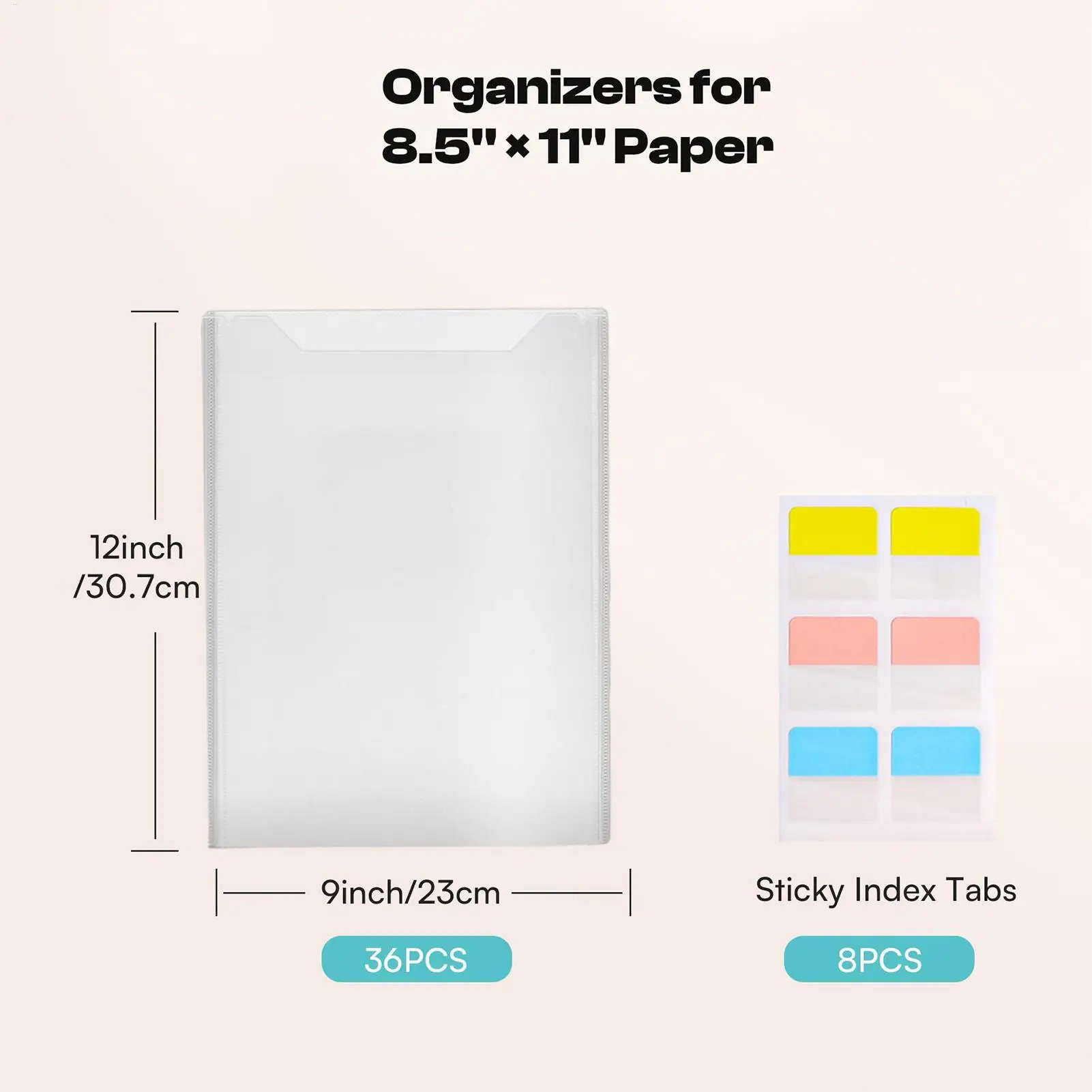 Clear File Folders 30 Pieces Paper Pocket With 60 Sticky Index Tabs Reusable Document Folder For Teachers Students_voghion.com