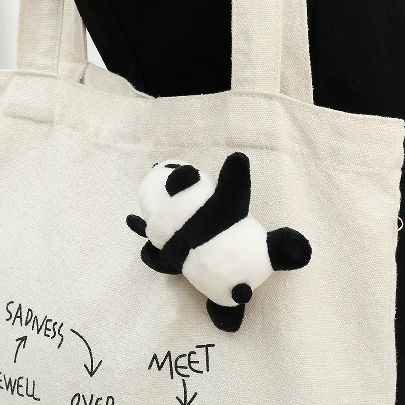 Cartoon three-dimensional panda brooch plush little panda doll ins crouching jewelry backpack pendant