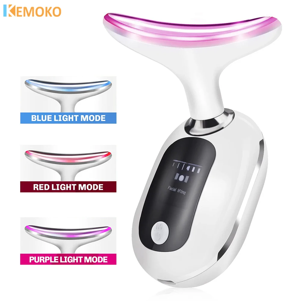 

Neck Face Beauty Device Red LED Photon Therapy Skin Tighten Reduce Double Rejuvenation Lifting Massage Chin Remover Anti Wrinkle