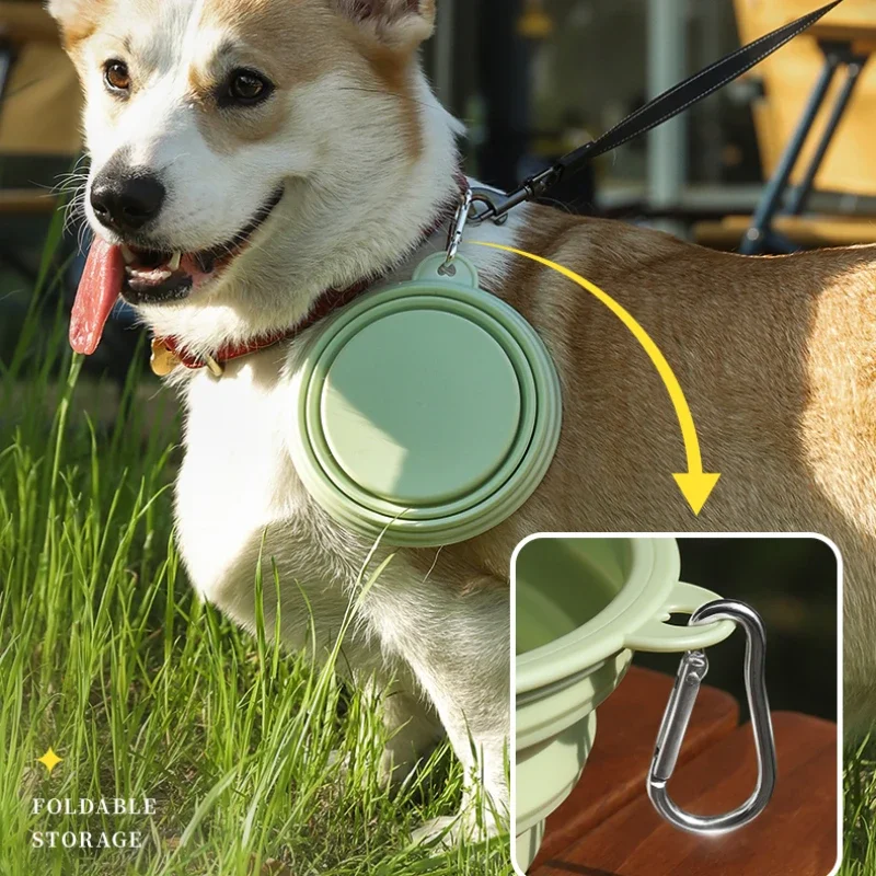 Dog Feeders Folding Silicone Bowl Outdoor Travel Foldable Portable Cat Dog Food Water Container Feeding Tray Bowl Pet Supplies 3