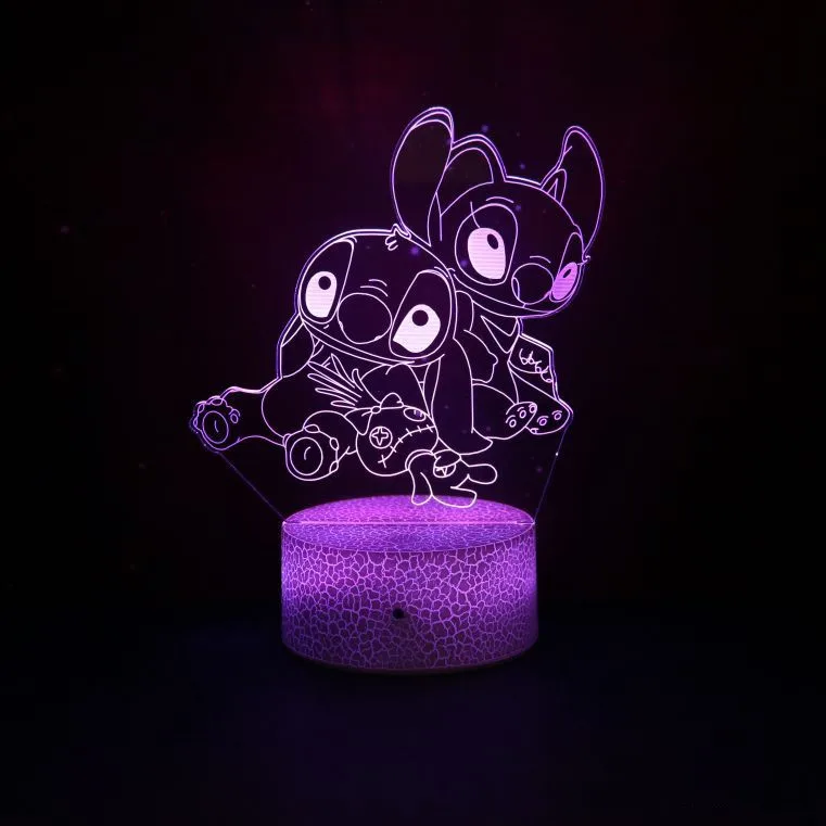 Disney-Lámpara 3d de Stitch de cristal para niños, luz de noche de Stitch  de Anime, de 7 colores juguete, lámpara de neón de monstruo pequeño, modelo  de marca - AliExpress