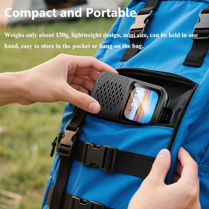 Mini Smart Bluetooth Speaker Wearable Touch Screen Alarm Clock Soundbar Wireless Music Player IPX5 Waterproof Support TF Card