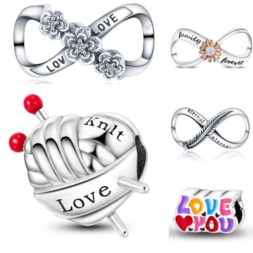 

Hot Sale 925 Sterling Silver Infinite Symbols And Love Series Charms Beads Fit Original Pandora Bracelets S925 DIY Jewelry Gifts