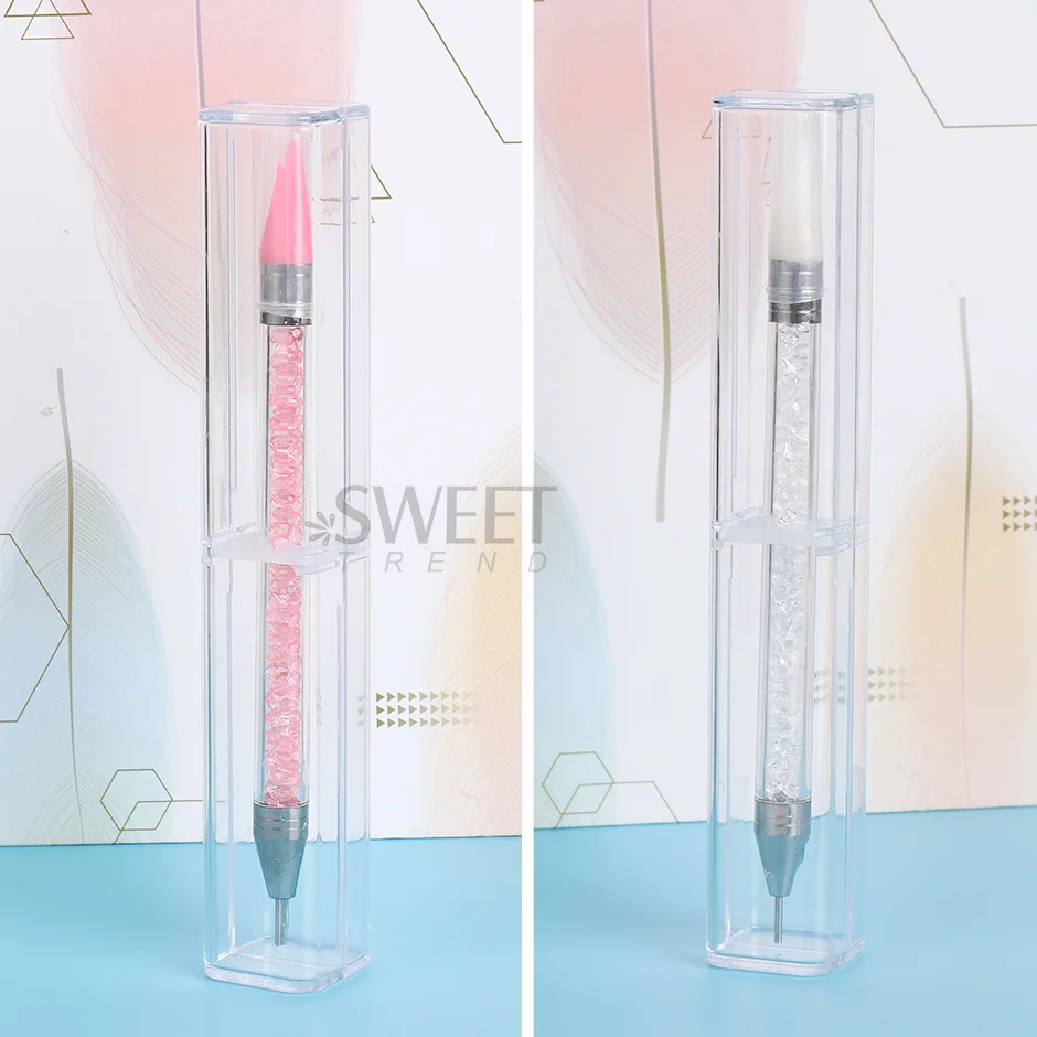 3pcs Crystal Double Head Point Drill Pen Gem Rhinestone Picker Wax Pencil 2Ways Use Sticking Picking Dotting Jewelry Nail Tools