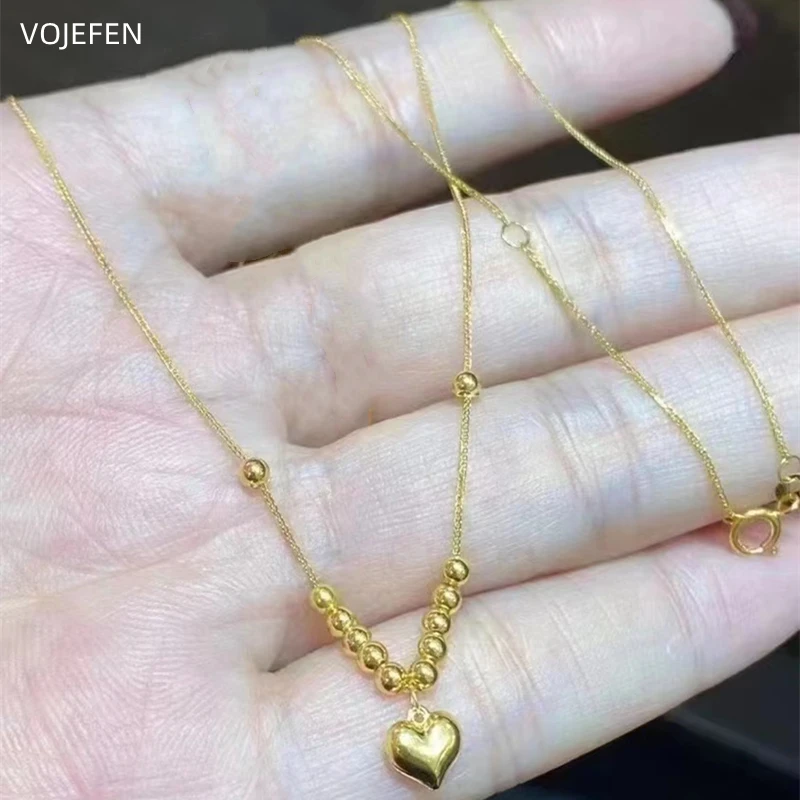 VOJEFEN 18K Bracelet And Necklaces Jewelry Sets for Women Genuine AU750 Real Gold Chain Heart Pendants Choker Fine Jewel Gifts