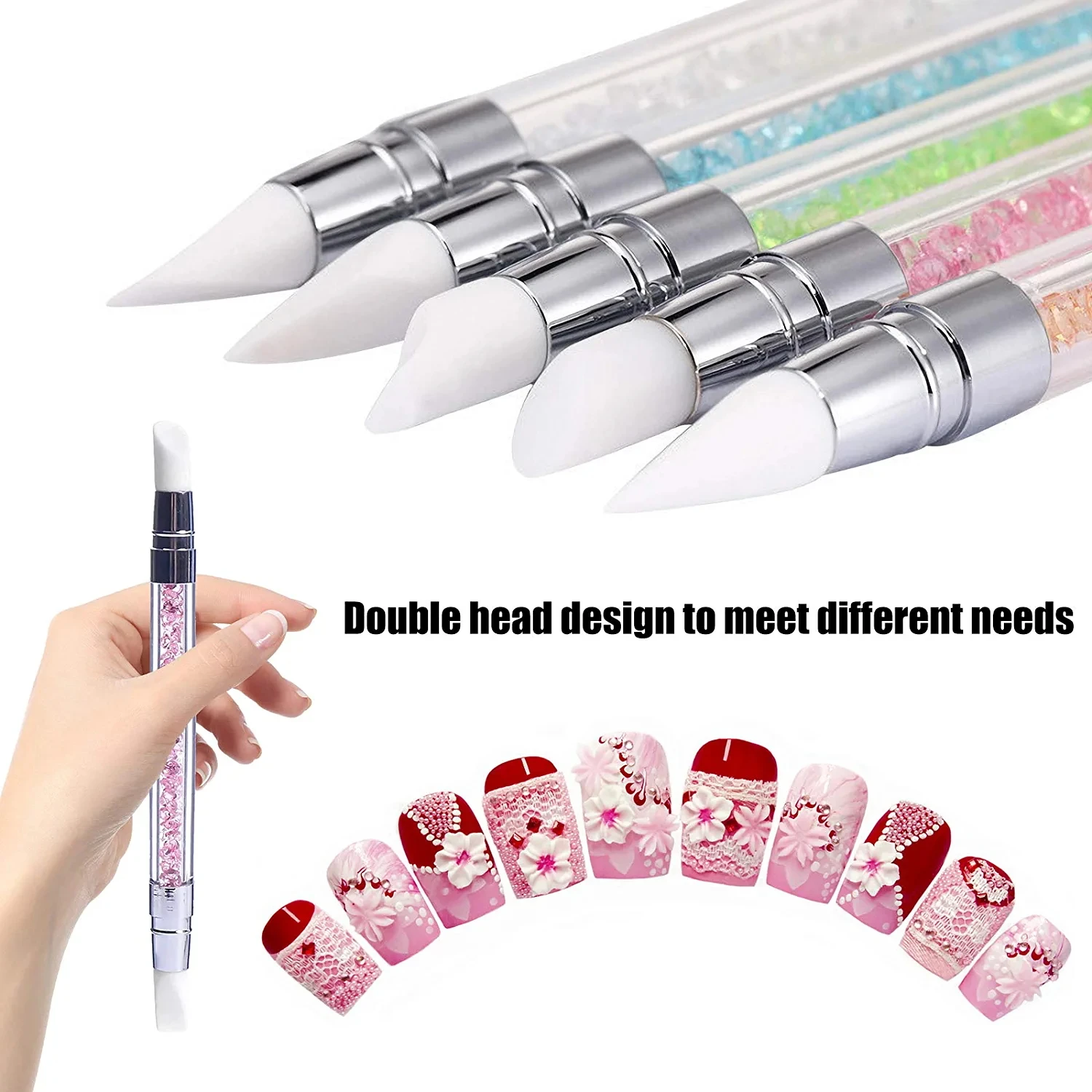 Nail Art Pens Nail Art Brushes 5Pcs Silicone Nail Art Brushes