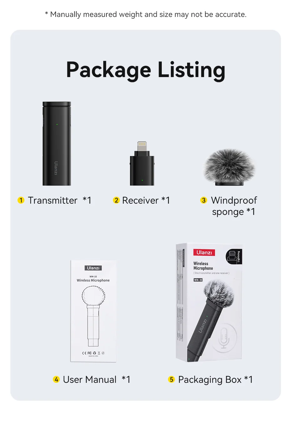 Ulanzi VM-10 Wireless Clip-on Microphone 3-Level Noise Reduction Mic With Lightning Connector For iPhone Vlog Live Streaming