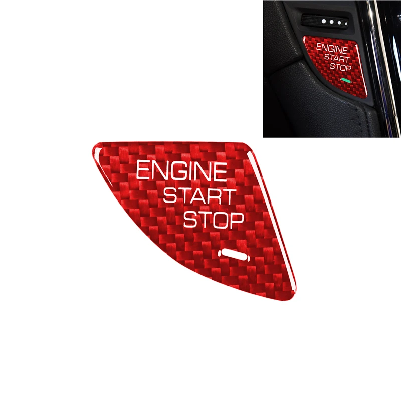

1 Pc Real Carbon Fiber Red Black Car Engine Start Stop Push Button Cover Sticker Interior Accessories Fit for Cadillac ATS ATS-L
