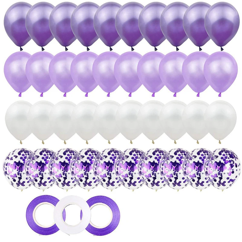 

40Pcs 12Inch Purple Latex Air Helium Balloons Baby Girl Birthday Party Decorations Kids Mermaid Adults Wedding