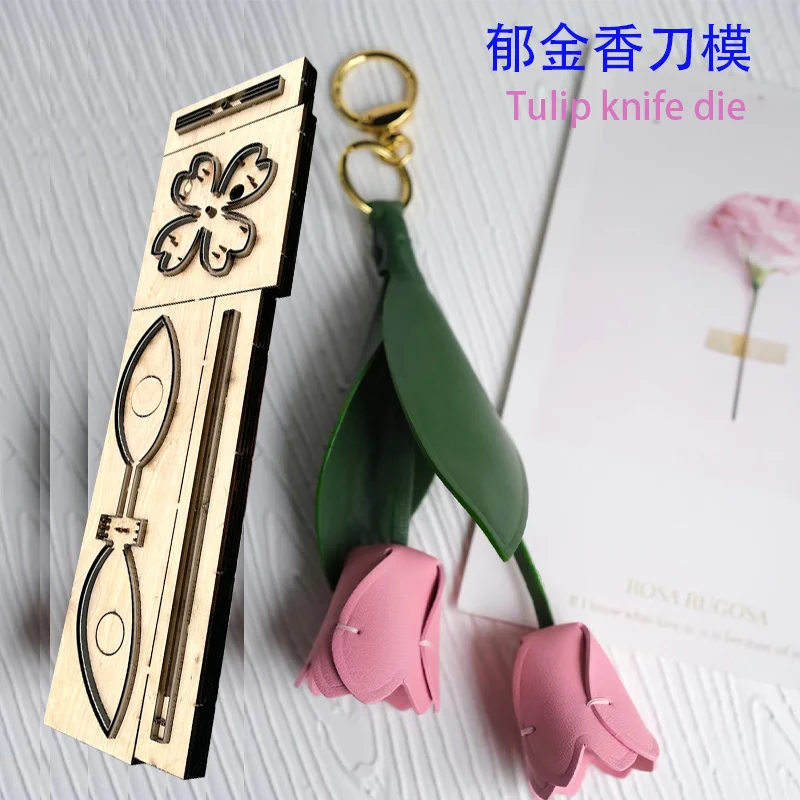 

tulip pendant Leather Craft Punch Hand Tool Cut Knife Mould leather craft tools New Japan Steel Blade Wooden Die