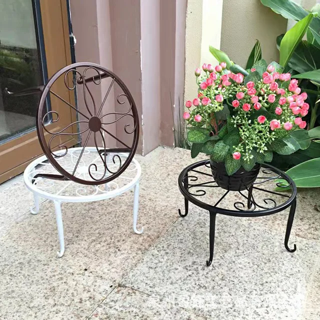 1Pc Metal Plant Stand Flower Pot Base Holder Stool for Home Garden Indoor Outdoor Flower Plant Display Bonsai Holder 3
