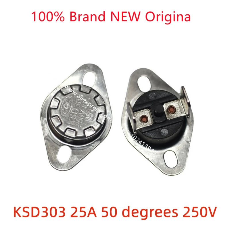 

Temperature control switch KSD303 25A 50 degree 250V ceramic automatic reset 25A 50 degree thermal protector.