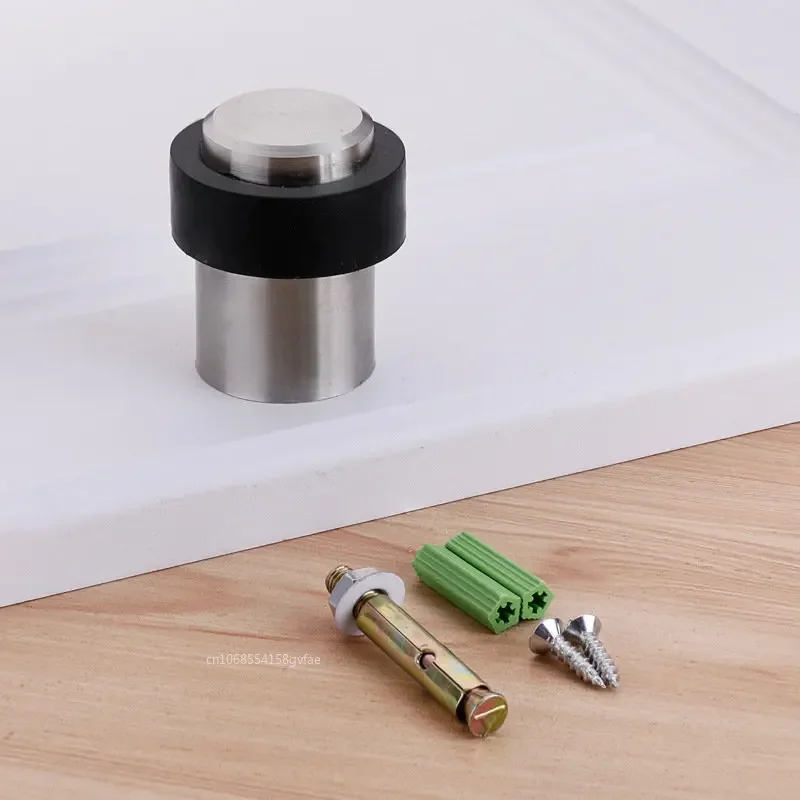 Rubber Door Stopper Stainless Steel Door Protective Pad Wall Protector Anti-collision Holder Round Stops Hardware