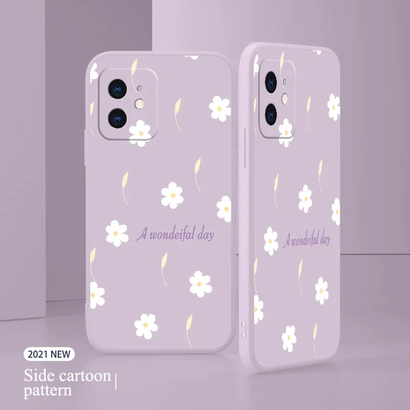 Literary Flowers Case For iPhone 11 13 Pro Max Mini 11 Pro Max X XR XS MAX SE2020 8 7 Plus 6 6S Plus Soft Silicone Phone Cover belt pouch for mobile phone Cases & Covers