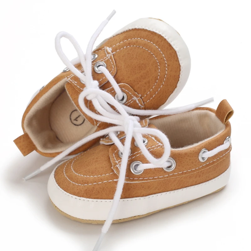New Baby Shoes Boys And Girls' Sports Shoes Lace Up Preschool Children's Cloth Sole Non Slip First Step Shoes Baby Newborn 5