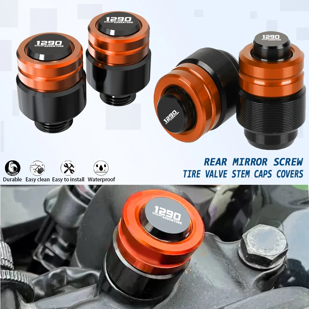 

For 1290SUPERADVENTURE S T R 1290 Super ADVENTURE 2015-2021 2022 2023 Motorcycles Tire Valve Stem Caps Covers Rear Mirror Screw