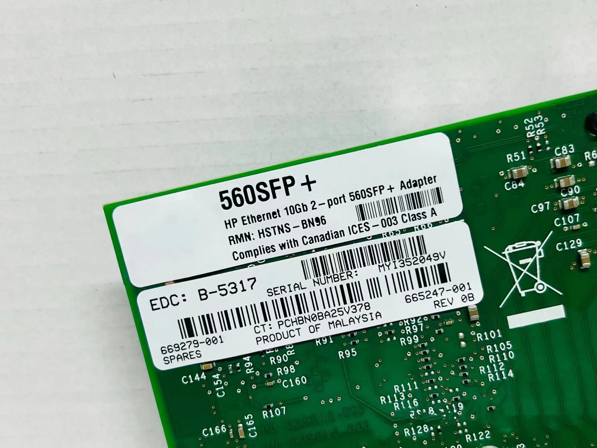HP 서버 인텔 칩 X520-DA2 기가비트 네트워크 카드, 560SFP + 560SFP, 665249-B21 669279-001, 10Gb, 2 포트