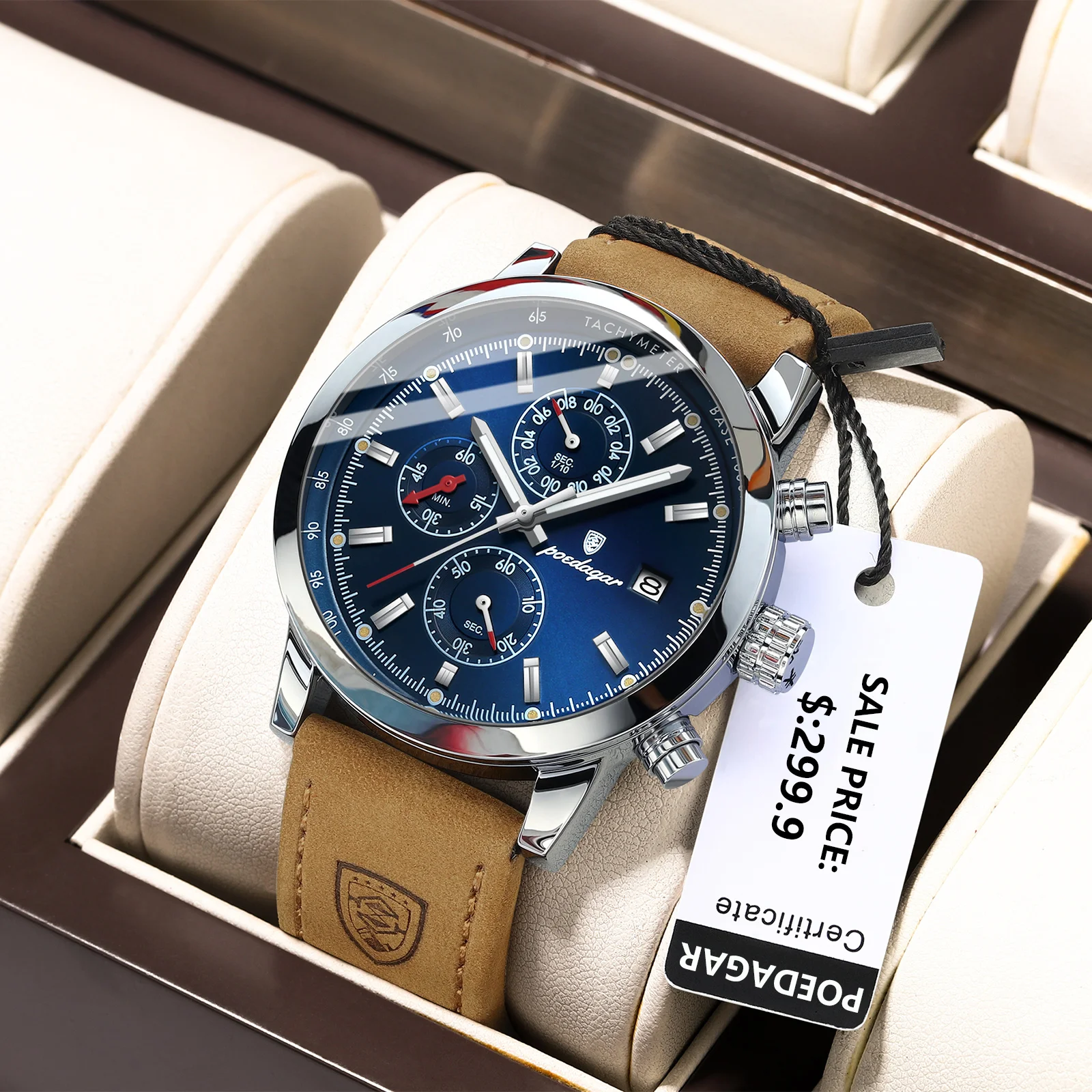 Luxury Waterproof Luminous Chronograph Leather Sports Watch